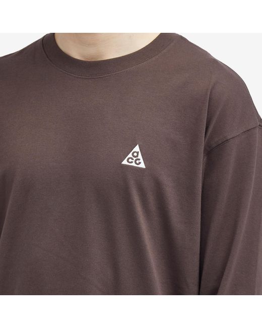 Nike Brown Acg Long Sleeve Logo T-Shirt for men