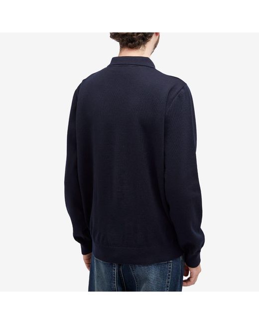 by Parra Blue Flower Blob Knitted Polo Shirt for men