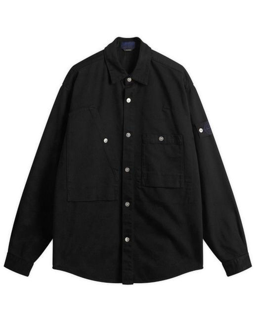 Stone Island Bull Denim-Tc Overshirt in Black for Men | Lyst