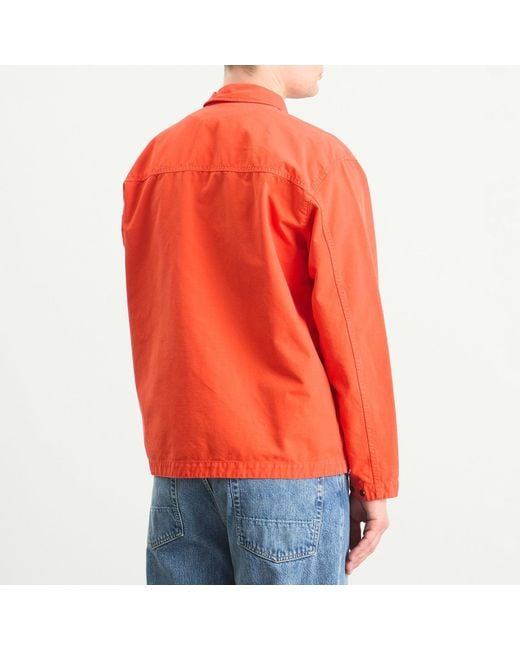 Stone Island Orange Ripstop Zip Shirt Jacket for men