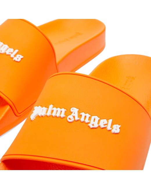 Palm Angels Orange Classic Logo Pool Slide for men