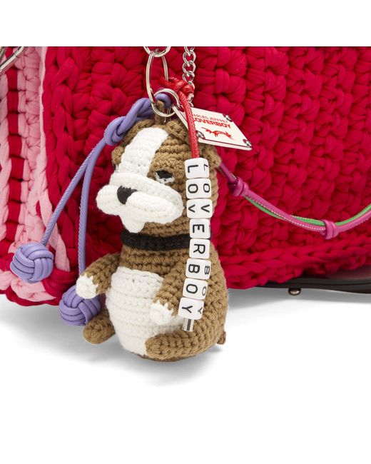 Charles Jeffrey Red Bulldog Charm Bucket Bag