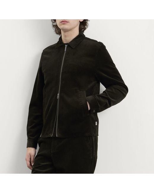 Les Deux Black Corduroy Zipper Coach Jacket for men