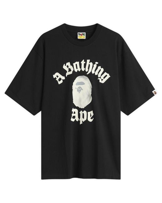 A Bathing Ape Black Gothic College T-Shirt for men