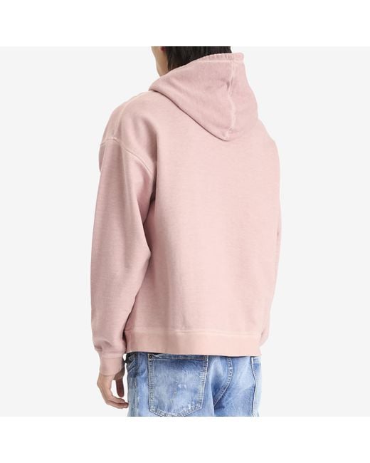 DSquared² Pink Overlay Graphic Relax Fit Hoodie for men