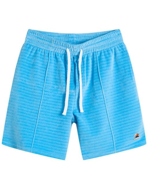 Casablanca Blue Velour Pintuck Shorts for men