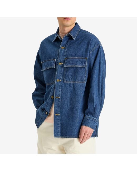 トップス auralee Selvedge Light Oz Denim Shirt Auralee Selvedge Light Oz Denim Shirt Medium Washed Indigo