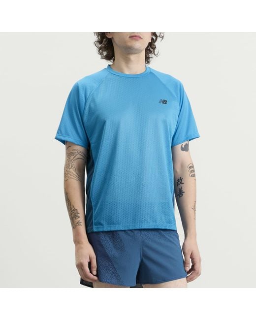New Balance Blue Viz-Tech Run T-Shirt for men