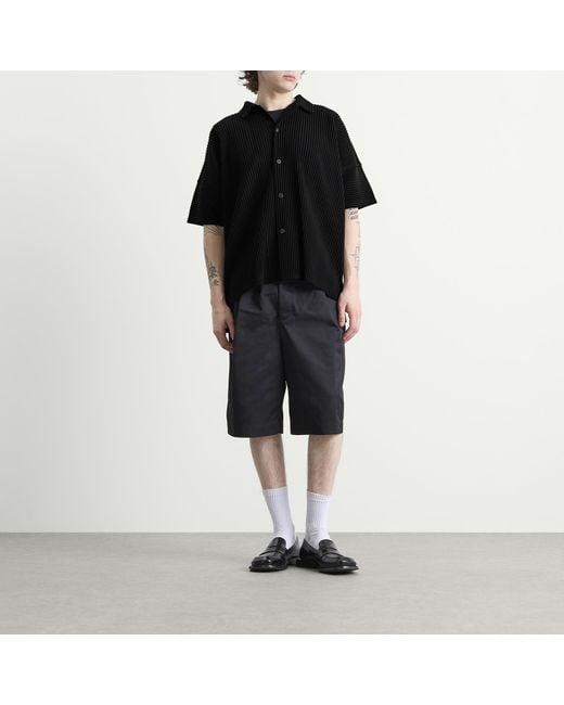 Homme Plissé Issey Miyake Black Pleat Short Sleeve Shirt for men