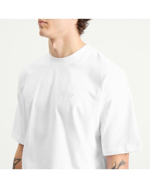N!CE White Embroidered Logo T-Shirt for men