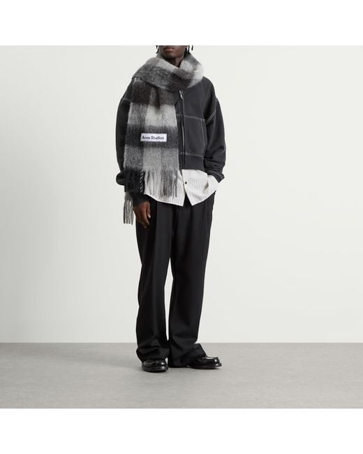 Acne Gray Vally Check Scarf for men