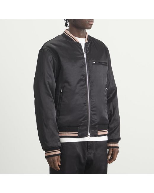 Dries Van Noten Black Abstract Floral Satin Reversible Bomber Jacket for men