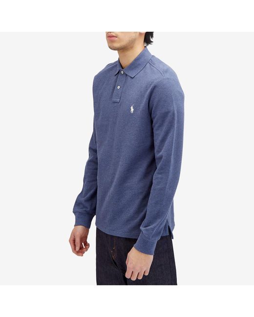 Polo Ralph Lauren Blue Long Sleeve Custom Fit Polo Shirt for men