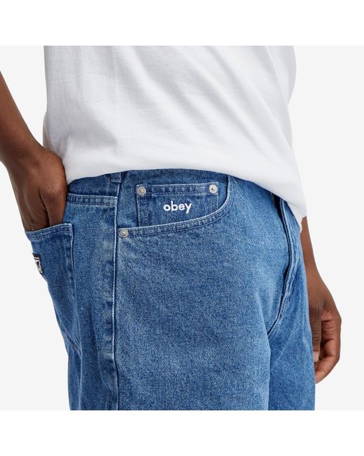 Obey Blue Bigwig Baggy Denim Shorts for men