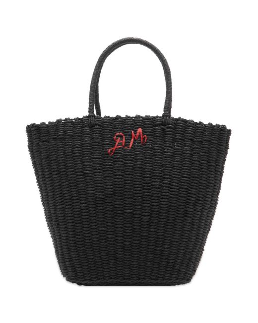 Damson Madder Black Straw Market Bag