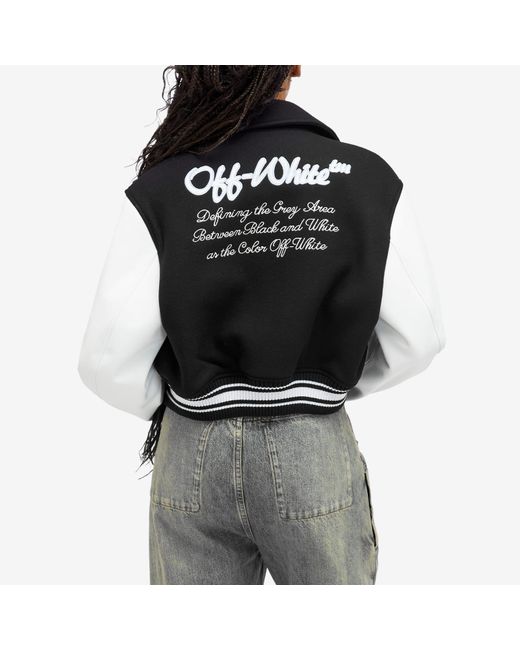 Off-White c/o Virgil Abloh Black Wo Simple Cropped Varsity Jacket