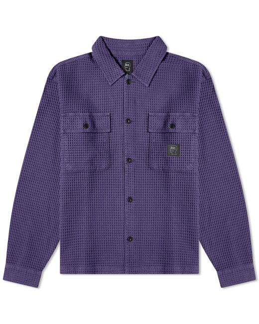 Brain Dead Purple Waffle Button Overshirt for men