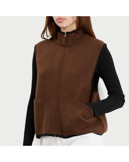 NOTHING WRITTEN Brown Dicky Zip-Up Vest