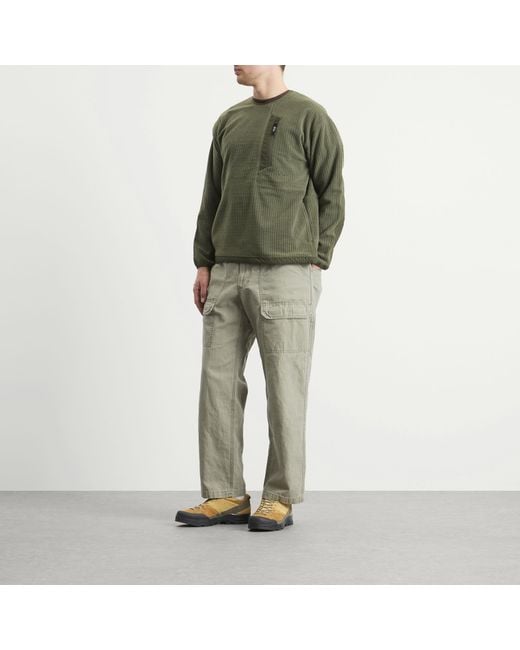Manastash Green Grid Fleece Crew Sweat for men