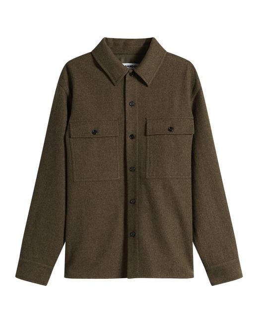 Jil Sander Green Wool Overshirt for men