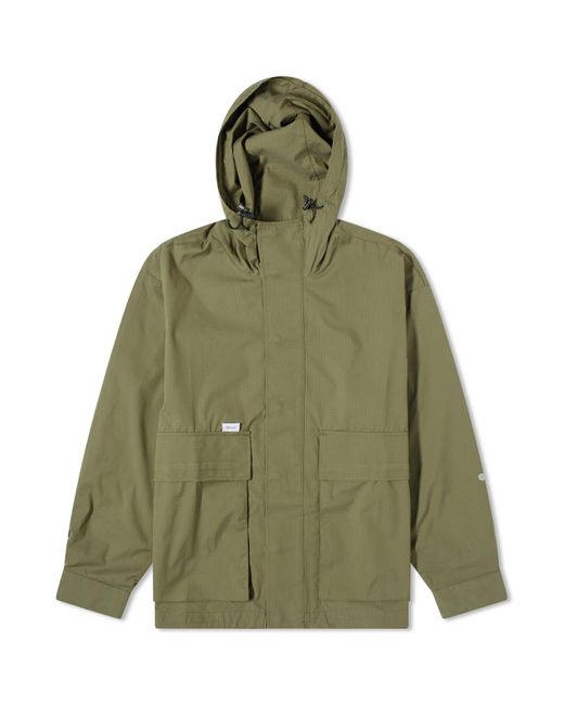 (w)taps Green 06 Hooded Shirt Jacket for men