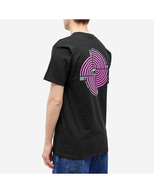 Obey Black Downward Spiral T-Shirt for men
