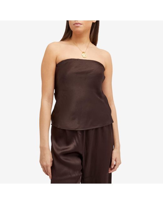 DONNI. Brown Satiny Tube Top