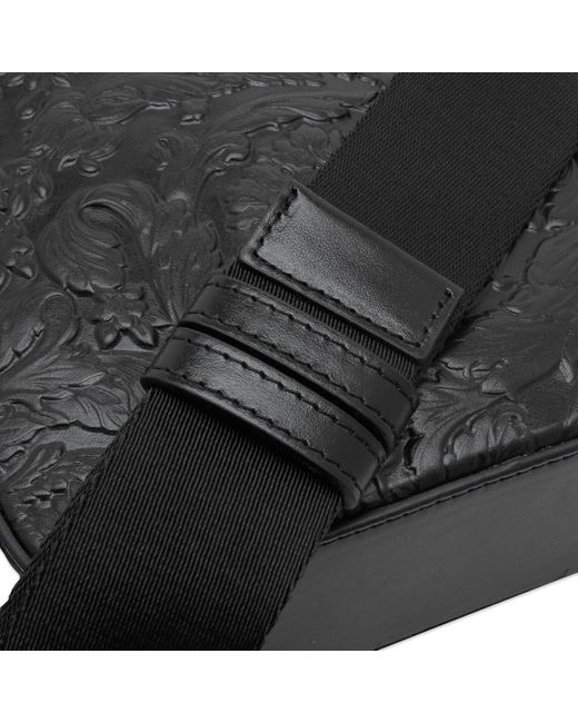 Versace Black Embossed Barocco Leather Crossbody Bag for men