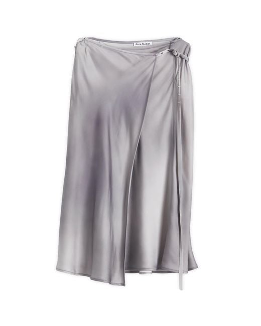 Acne Gray Ivana Soft Fluid Satin Midi Skirt