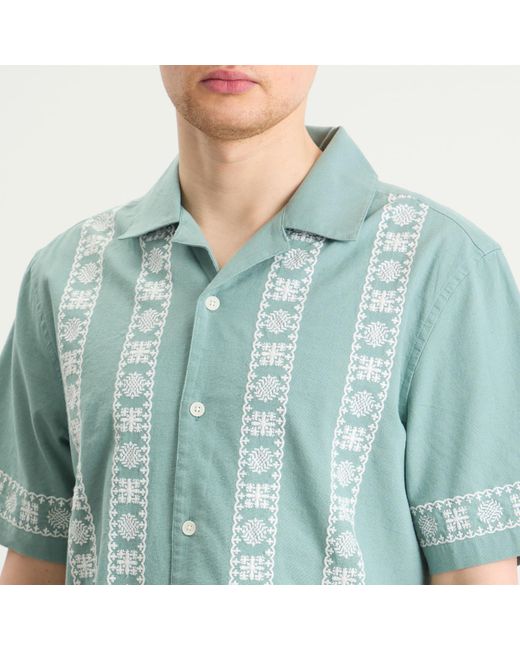 Wax London Blue Didcot Placement Border Vacation Shirt for men
