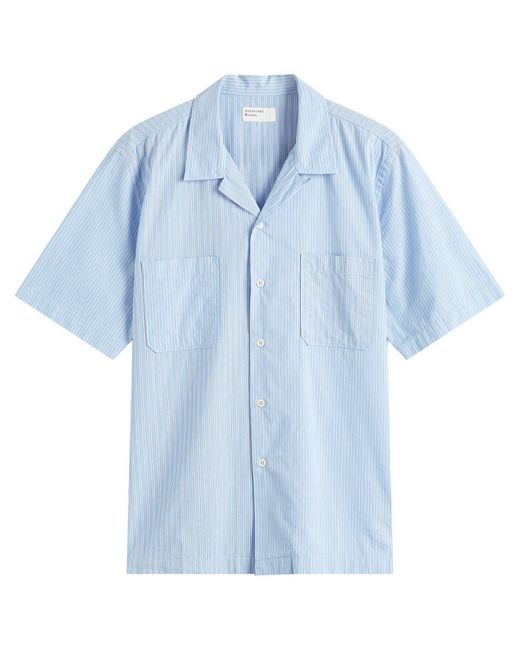 Universal Works Blue Vila Stripes Sal Road Shirt for men