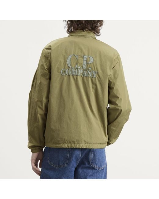 C P Company Green Chrome-R Zipped Lens Logo Overshirt for men