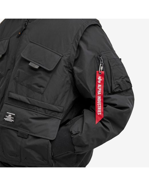Alpha Industries Black Multi Pocket Flight Jacket for men