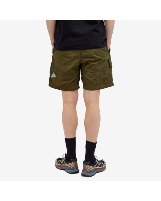 And Wander Green Nylon Taffeta Hiker Shorts for men