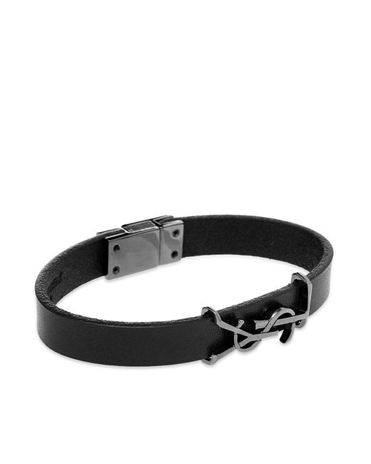 Saint Laurent Ysl Leather Bracelet in Black for Men - Lyst