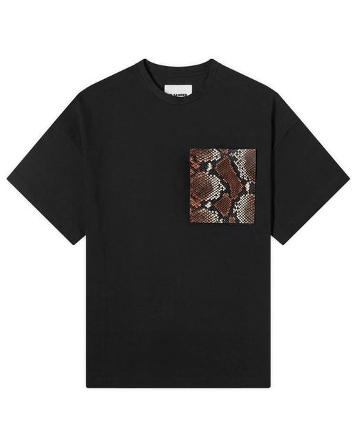 Jil Sander Black Python Print Pocket T-Shirt for men