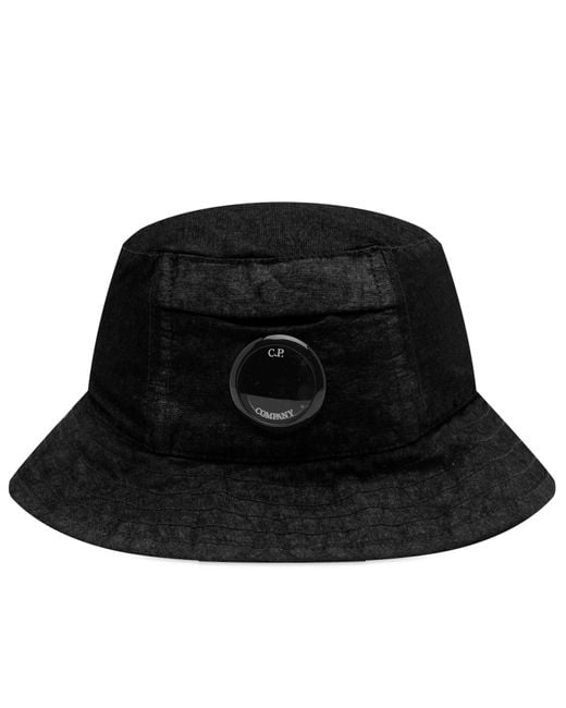 C P Company Black Co-Ted Bucket Hat for men