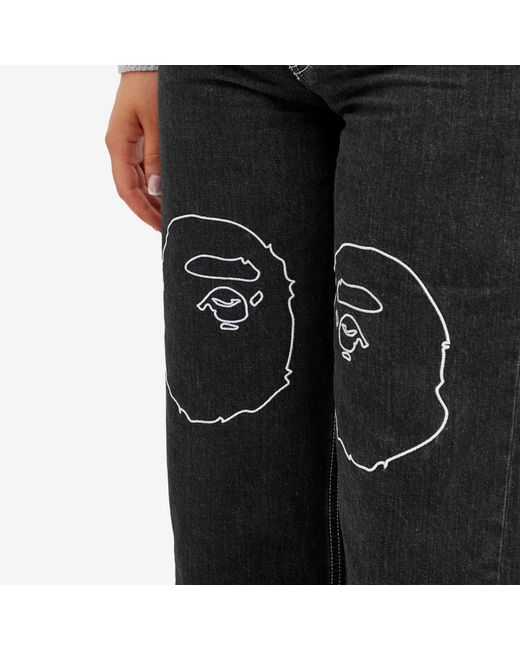 A Bathing Ape Black Ape Head Oversized Jeans