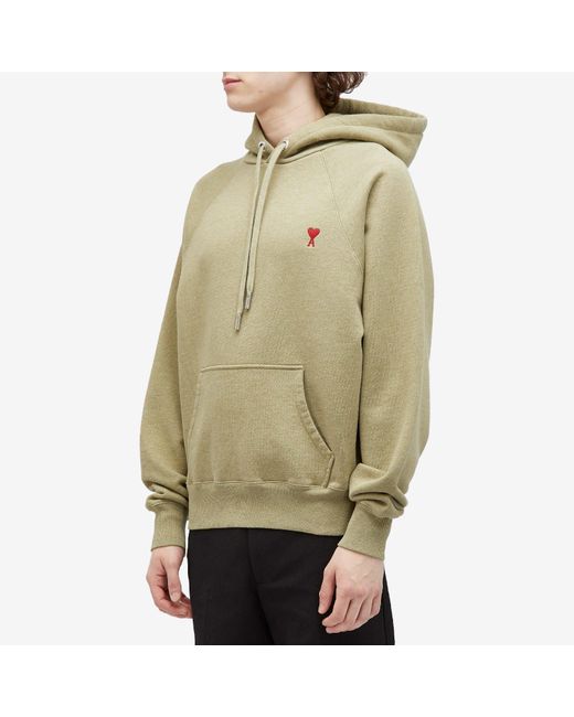AMI Green Small A Heart Popover Hoodie for men