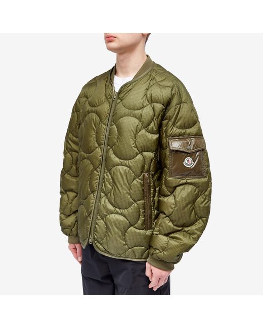 Olive green quilted bomber jacket deals