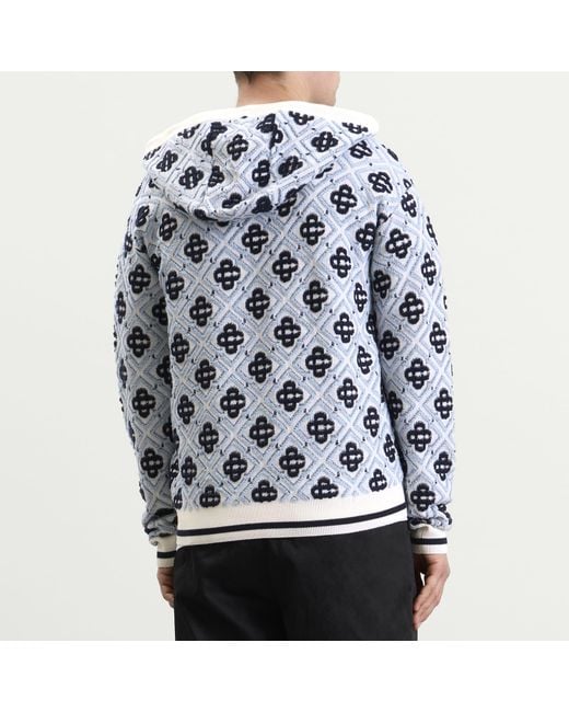 Casablanca Blue Monogram Zip Up Hoodie for men