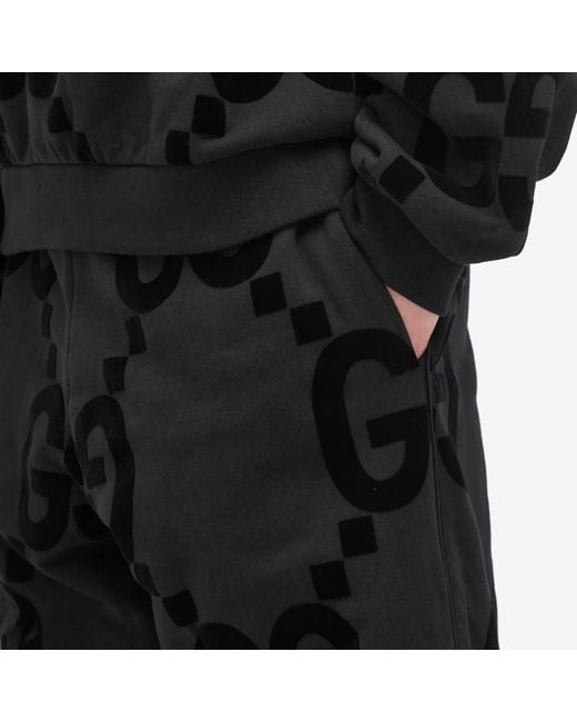 Gucci Black Jumbo Gg Flocked Sweat Pants for men