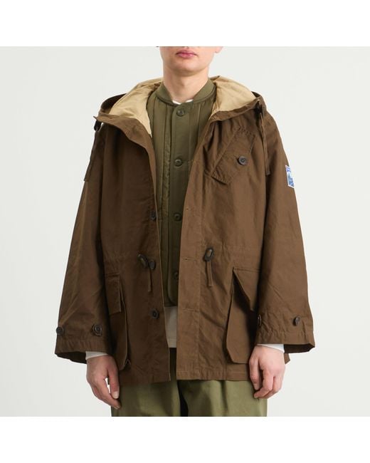 Universal Works Brown British Waxed Cotton Boston Parka for men