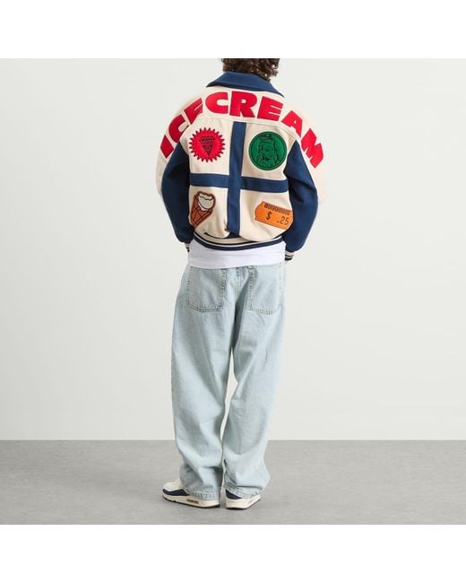 ICECREAM Blue Checkout Varsity Jacket for men