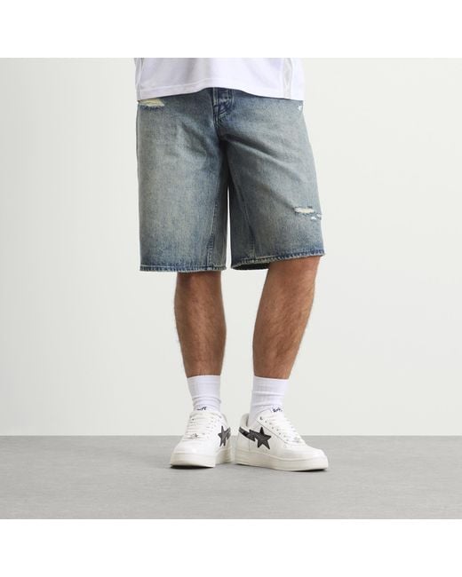 A Bathing Ape Blue Sta Denim Shorts for men