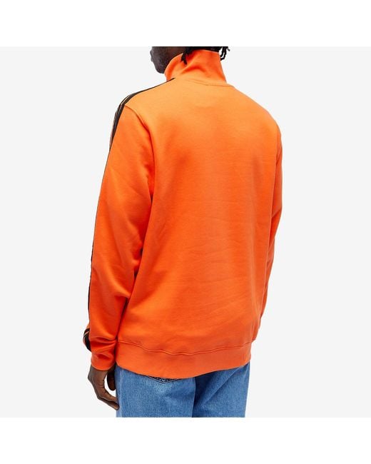 Adidas Orange 3 Stripe Half Zip Crew Sweater for men
