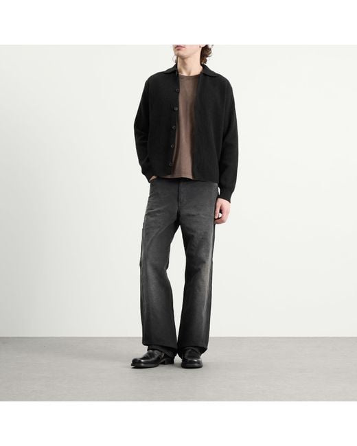 Auralee Black Rib Knit Cardigan for men