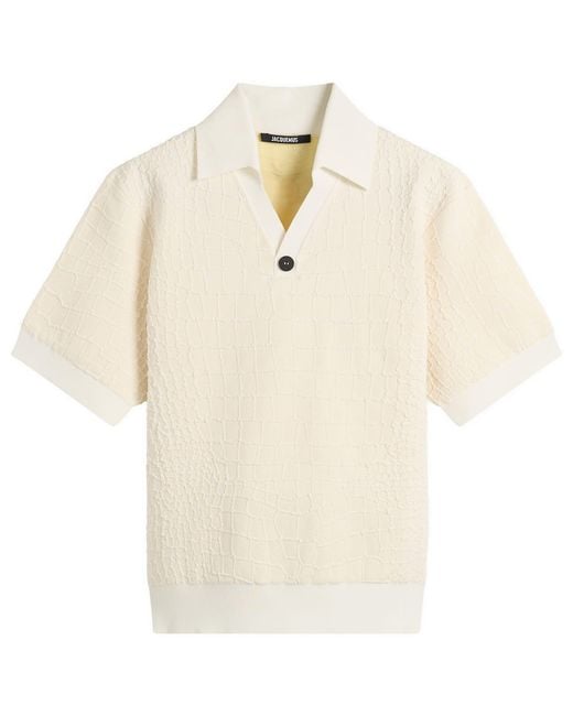Jacquemus Natural Croc Effect Comapct Polo Shirt for men