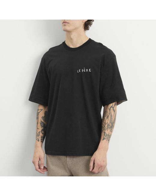 le PERE Black Double Sleeve T-Shirt for men