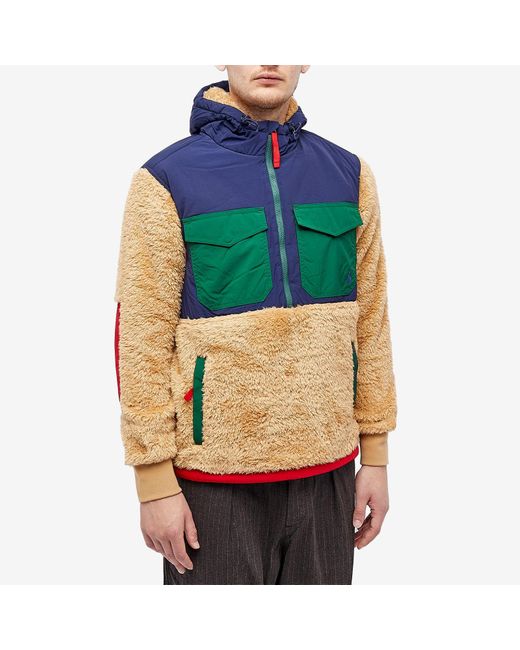Polo Ralph Lauren Blue Mixed Sherpa Fleece Half Zip Jacket for men